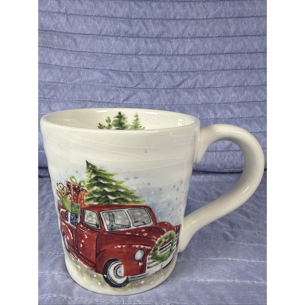 Christmas Tree Red Truck Holiday Mug Cup 18 Oz Ceramic By Spectrum Designz